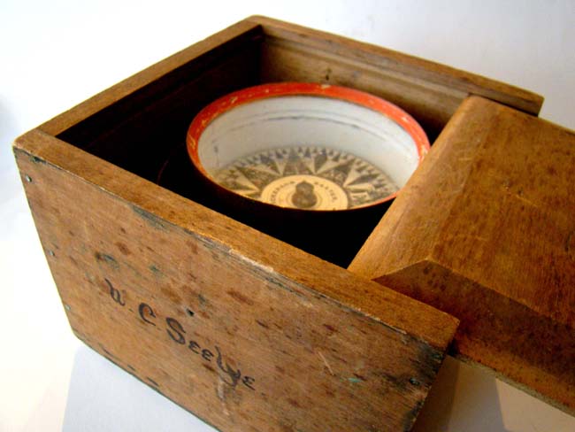 A 19th century boxed dry card boat compass by Nickerson & Baxter of Boston circa 1875